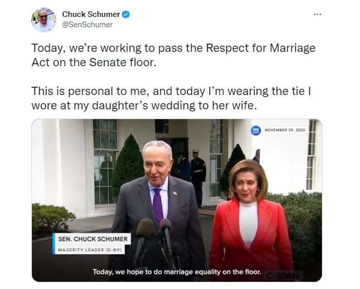 Senado aprueba legislación para proteger matrimonio gay y Biden lo celebra