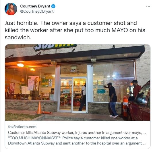 Cliente enfurecido mató a empleada de Subway