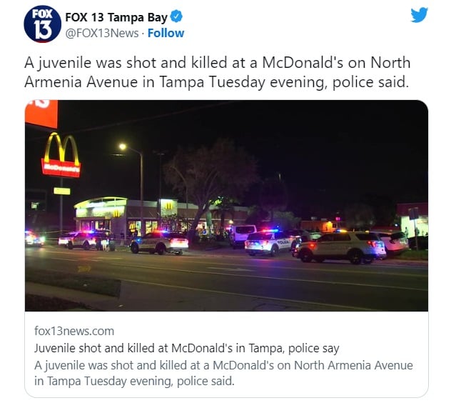 Tiroteo en McDonalds Tampa muerto