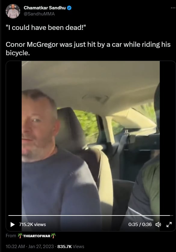 El rostro del conductor refleja terror después de atropellar a McGregor