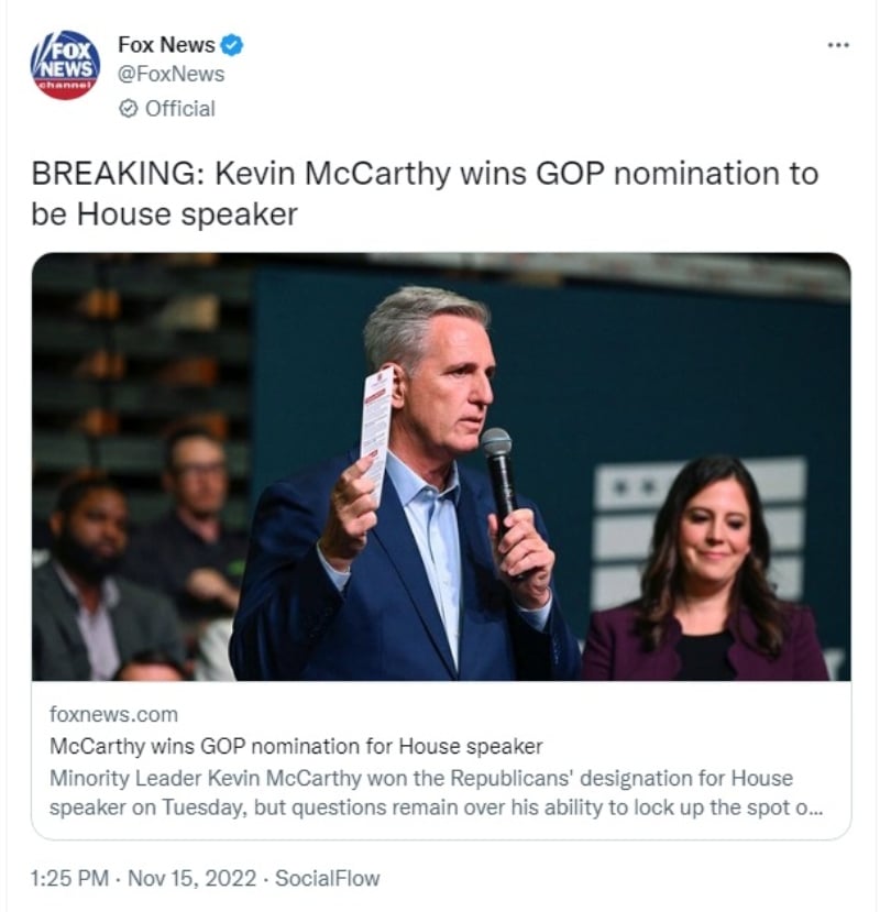 Kevin McCarthy House of Representatives: "We will have the ability to change America"