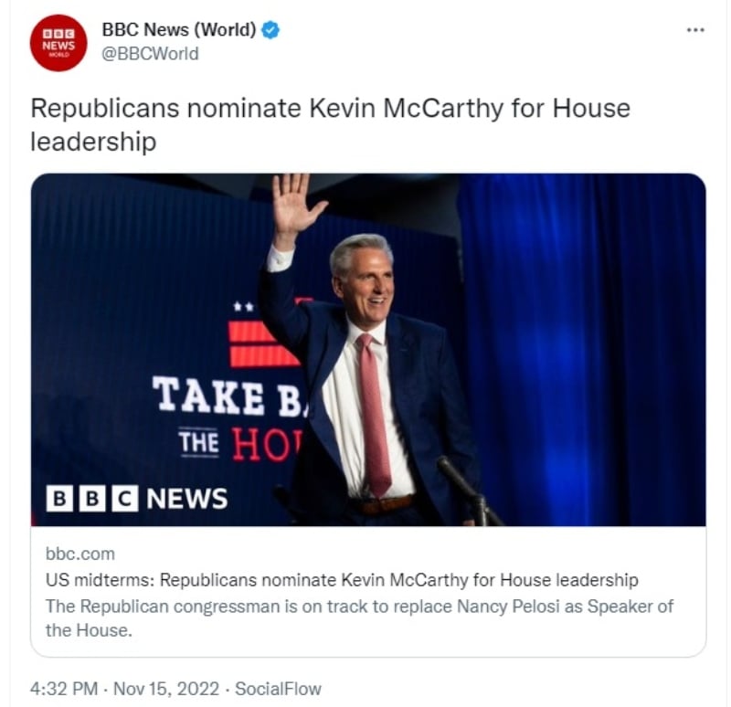 Kevin McCarthy Wins House of Representatives Nomination