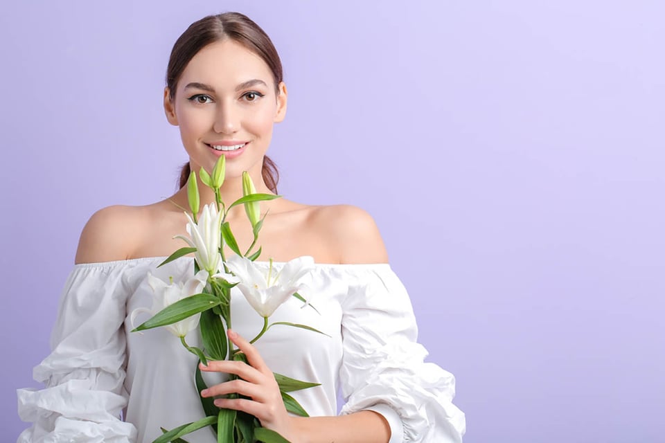 Lirios, elegancia, belleza, mujer, flores.