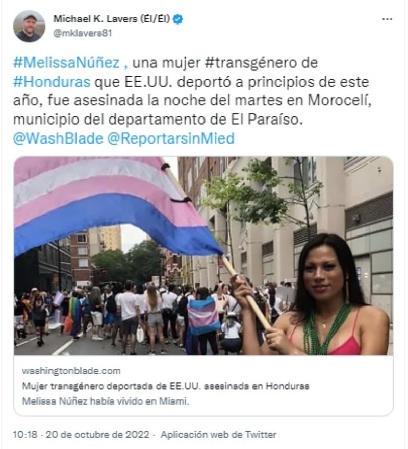 Melissa Núñez fue asesinada en Honduras