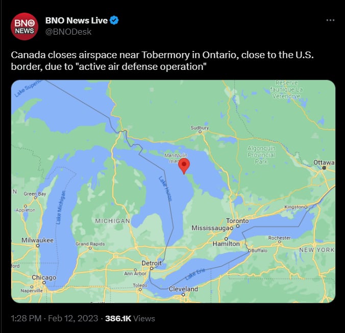 Canadá cerró el espacio aéreo cercano al área afectada