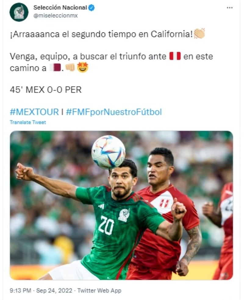 México vs Perú: Un primer tiempo bastante flojo