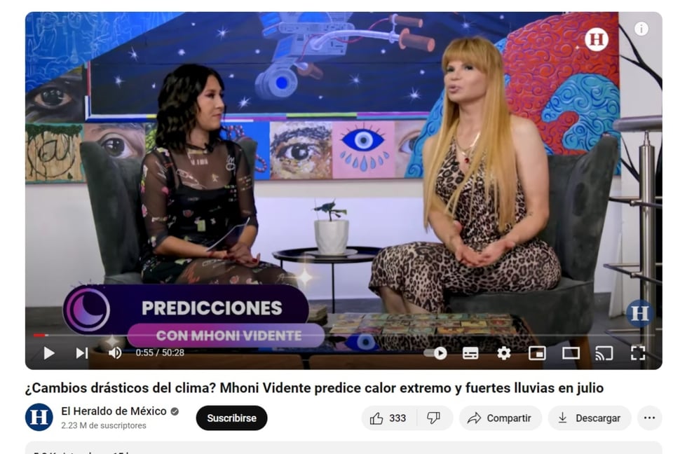 Mhoni Vidente calor extremo, YouTube, redes sociales, cartas, MundoNOW