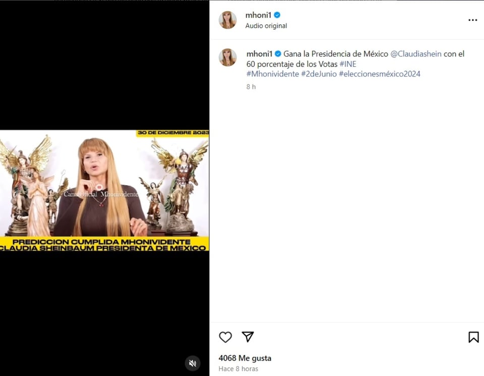 Mhoni Vidente Claudia Sheinbaum, redes sociales, Instagram, YouTube, MundoNOW