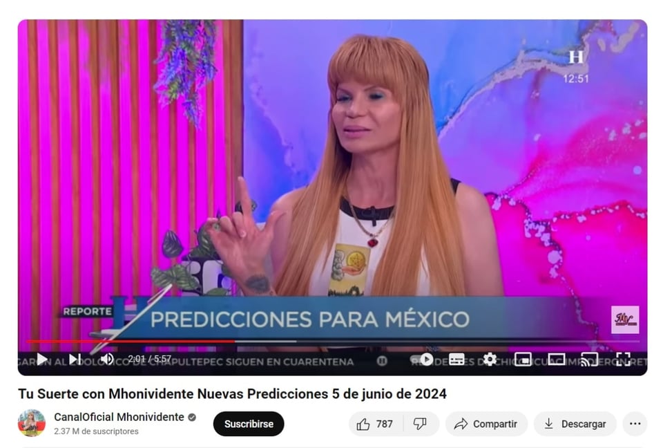 Mhoni Vidente Sheinbaum, video, YouTube, prediction, MundoNOW