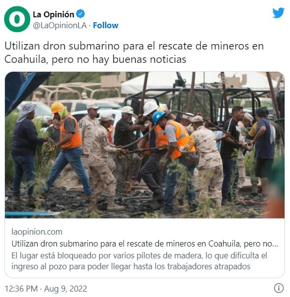 drones rescate de mineros en México