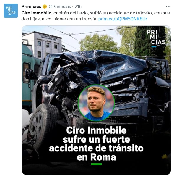 Ciro Inmobile accidente