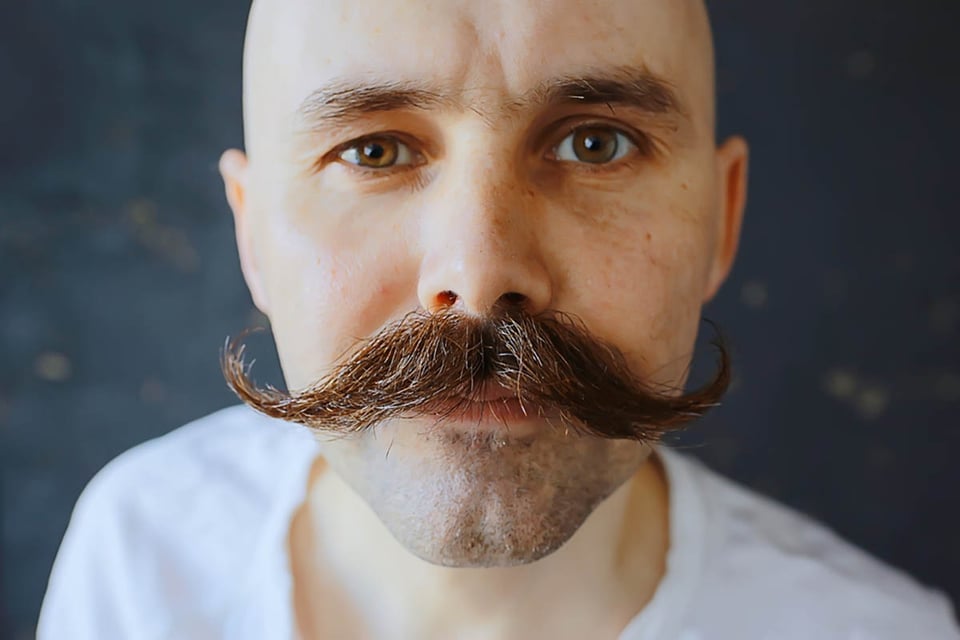 hipster, hombre, estilo, bigote, feliz