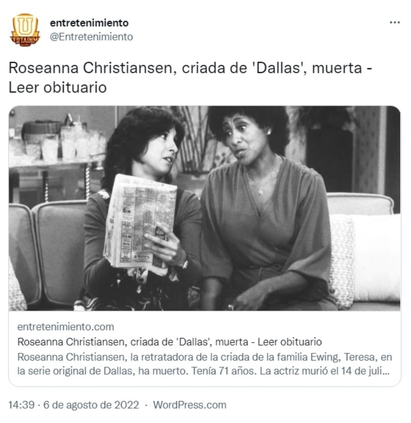 Muere actriz Roseanna Christiansen: Estrella en los 80's