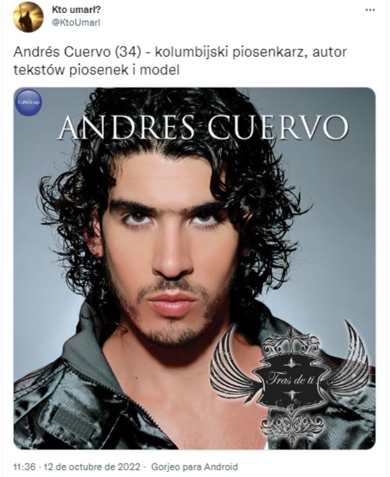 Muere el cantante hispano Andrés Cuervo