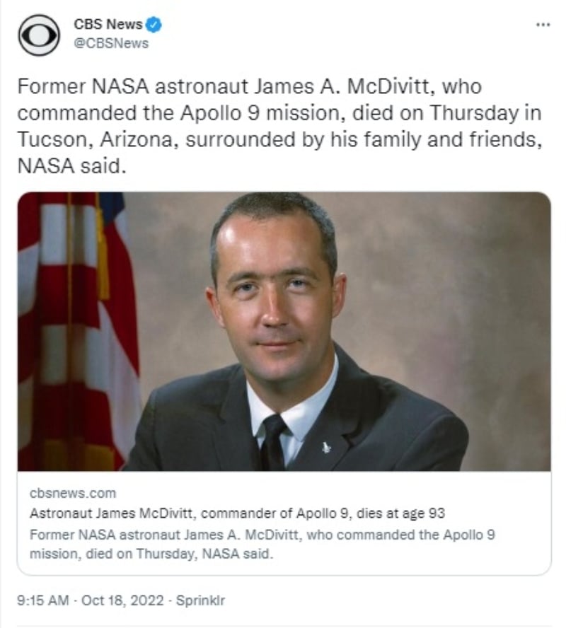 Muere el histórico astronauta James McDivitt
