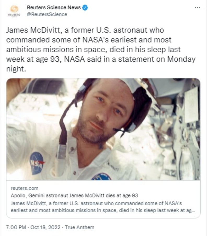 Muere astronauta James McDivitt: Recuerdan sus hazañas