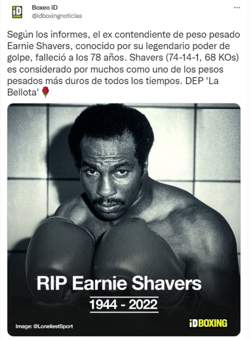 Famous boxer Earnie Shavers dies