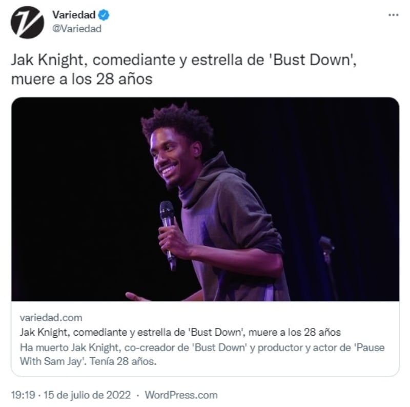 Muere el comediante Jak Knight