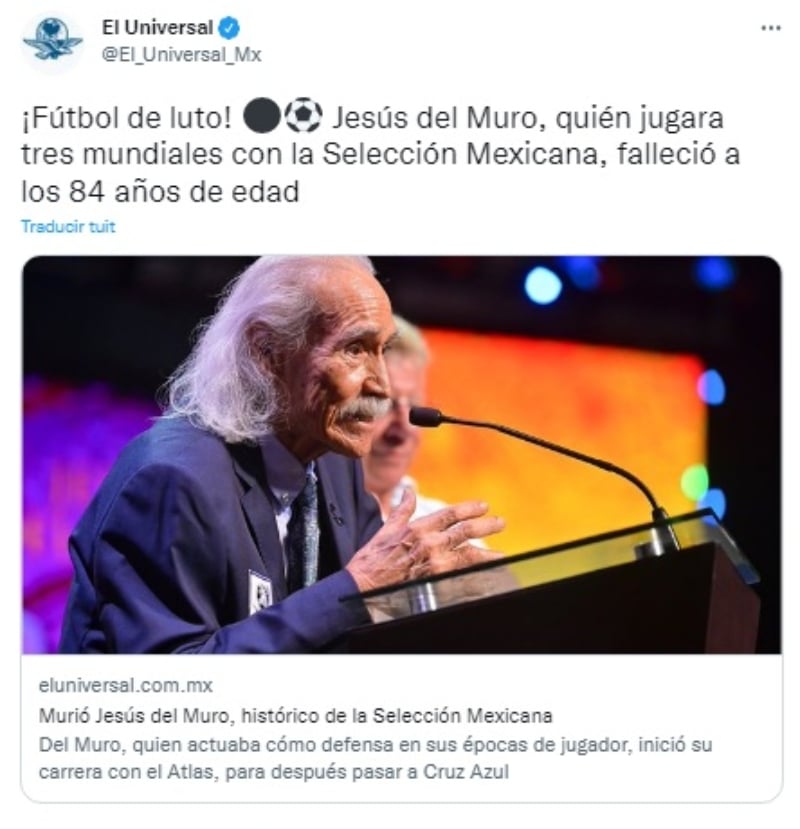 Muere el ex futbolista Jesús del Muro