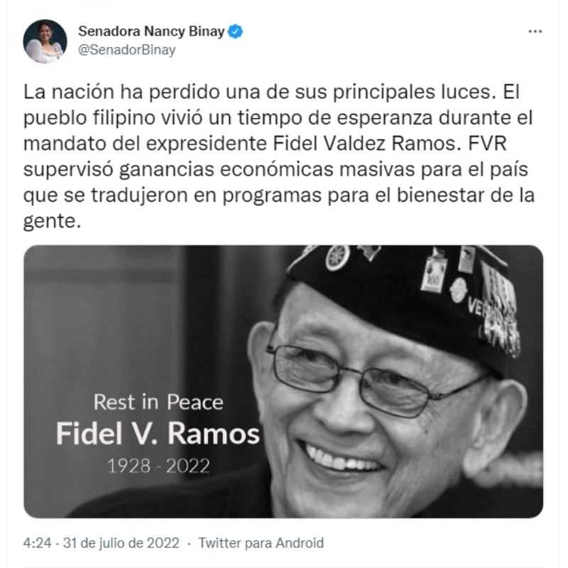 Muere expresidente Fidel Valdez Ramos: "Era un ícono"