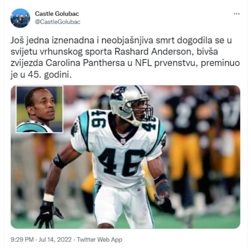 Soccer player Rashard Anderson dies