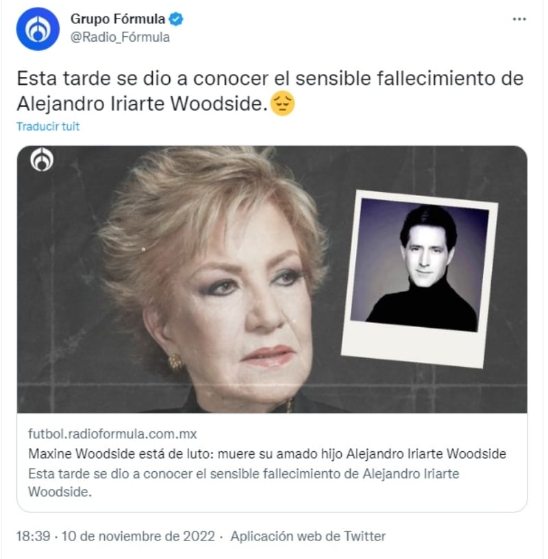 Muere el hijo de la conductora Maxine Woodside