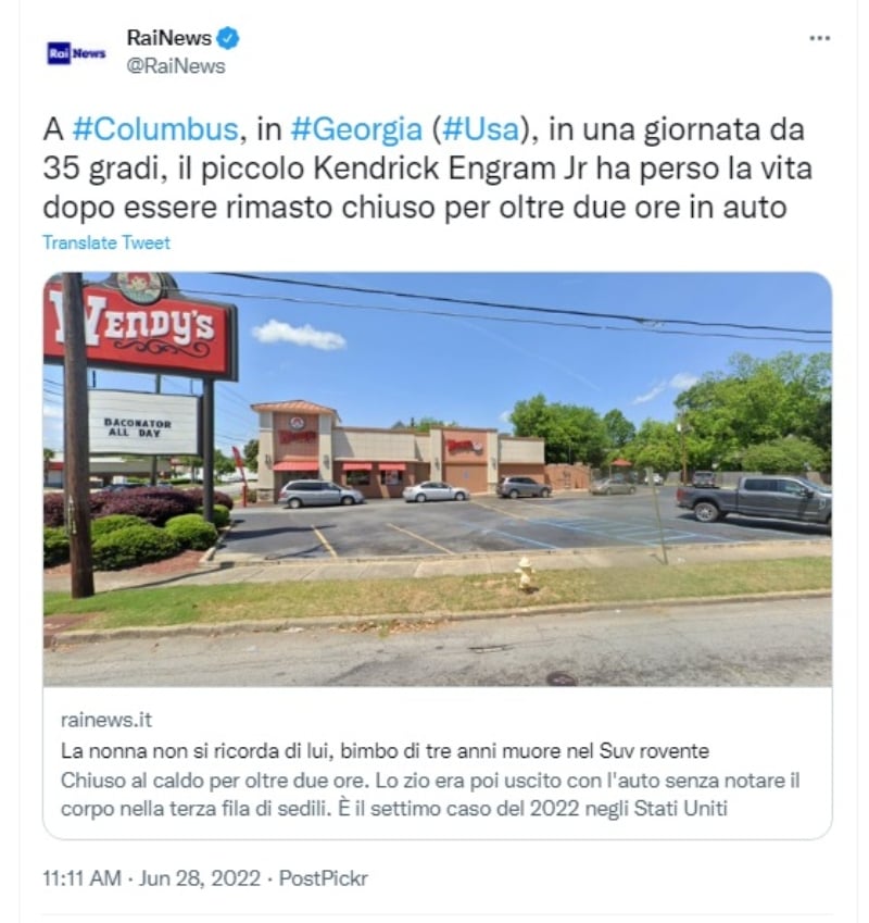 Niño muere en estacionamiento de Wendy's