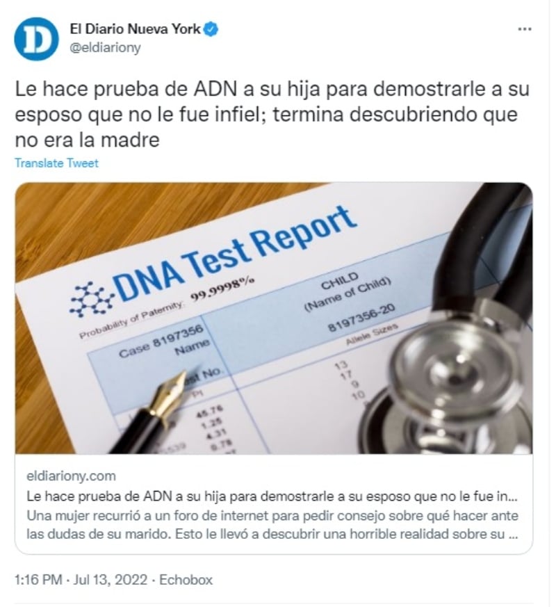 Mujer se hace prueba de ADN para mostrar que no fue infiel