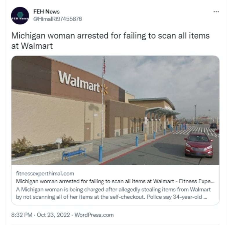 Mujer fue arrestada por robar un Walmart