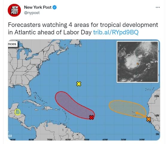 Monitor systems that could develop tropical storms before Labor Day weekend