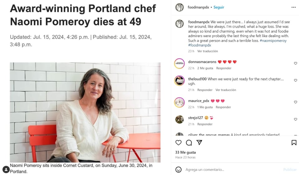 Naomi Pomeroy, social media, Instagram, husband, MundoNOW