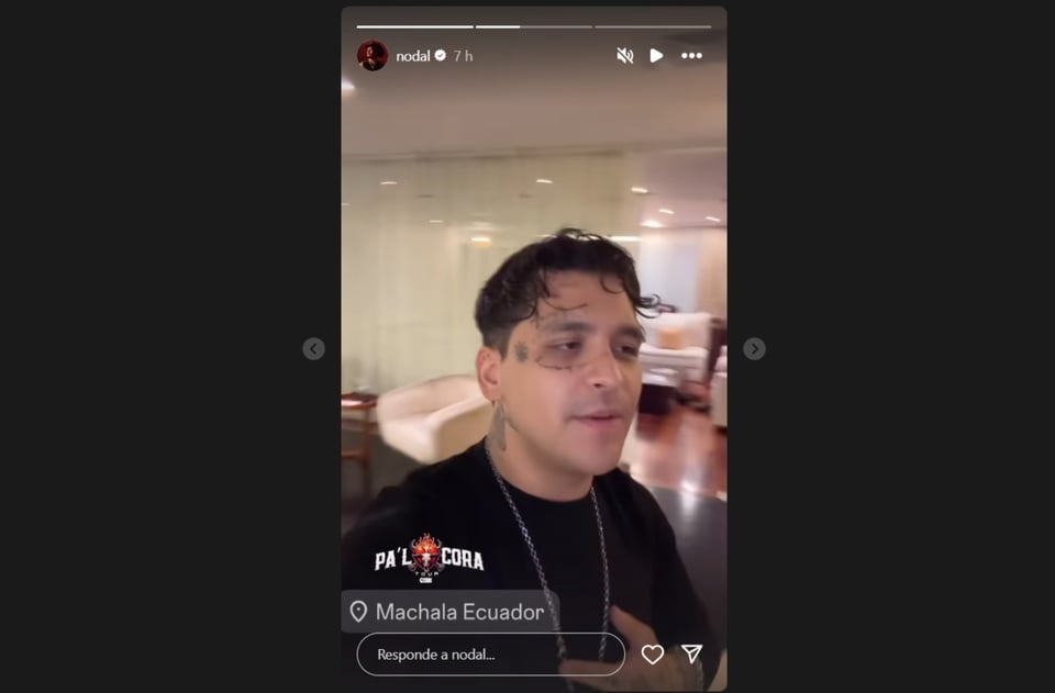 Christian Nodal bomba Ecuador, historias, Instagram, redes sociales, MundoNOW