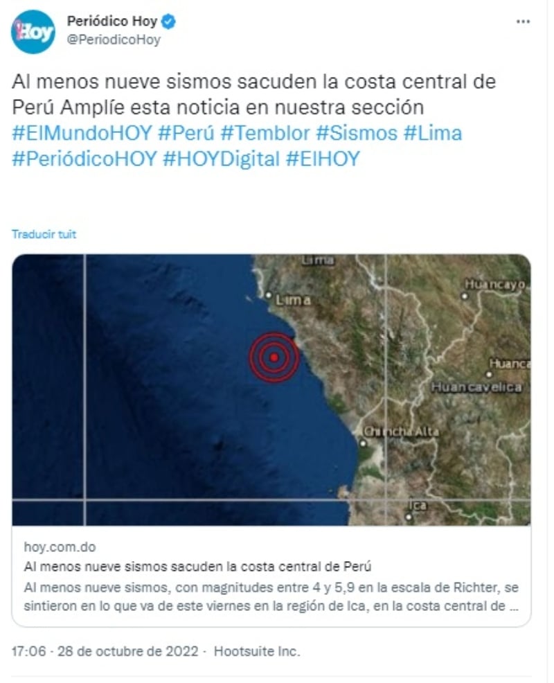 Dan a conocer las horas en que se sintieron