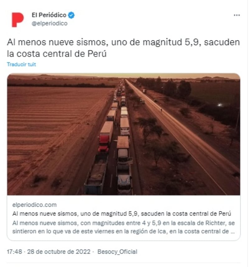 Registran nueve sismos en Perú