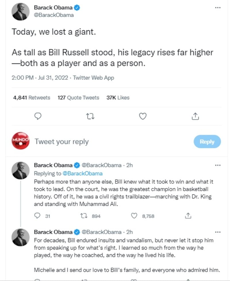 Barack Obama de luto: "Hoy perdimos un gigante"