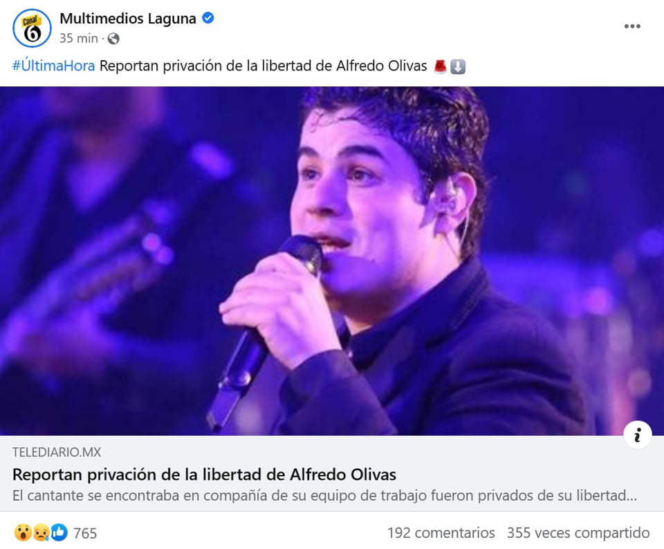Secuestran Alfredo Olivas