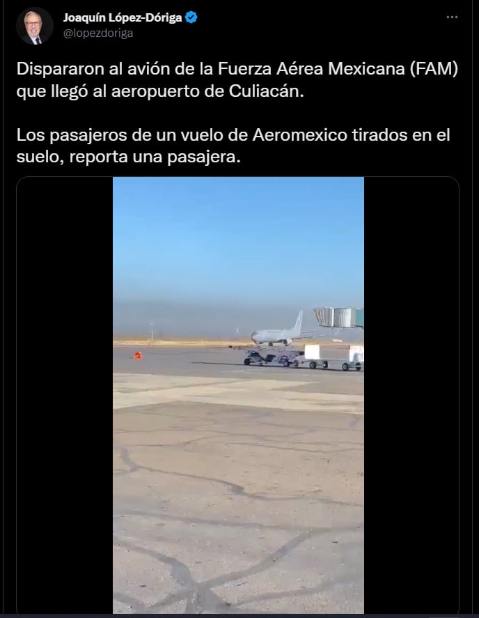 The Mexican Air Force plane was also shot