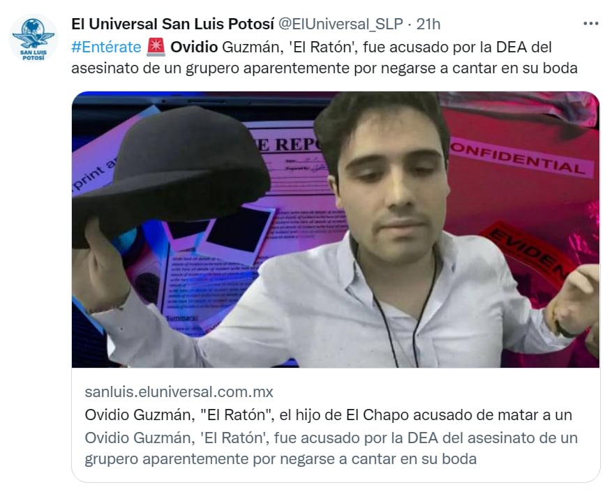 Ovidio Guzmán asesinato cantante
