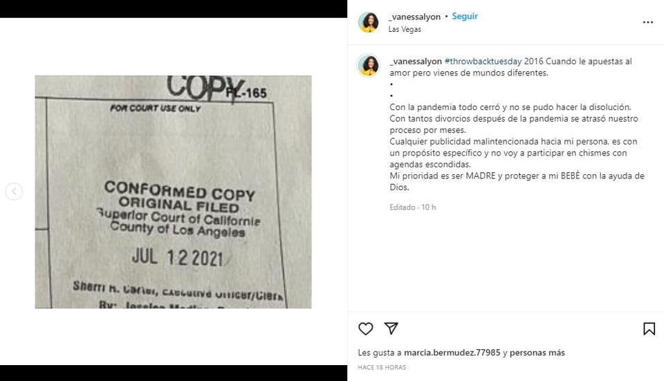 Vanessa Lyon estuvo casada
