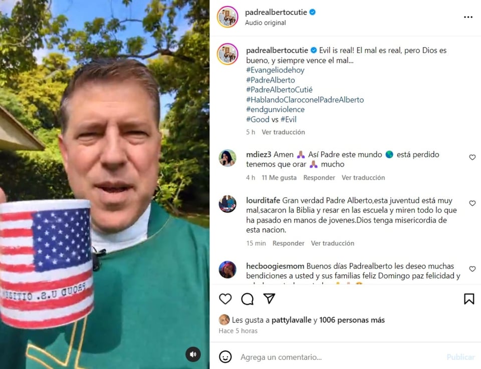 Padre Alberto Thomas Matthew, redes sociales, Instagram, publicación, MundoNOW