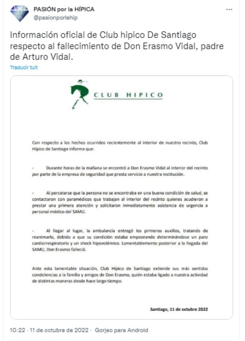 El Club Hípico emite comunicado