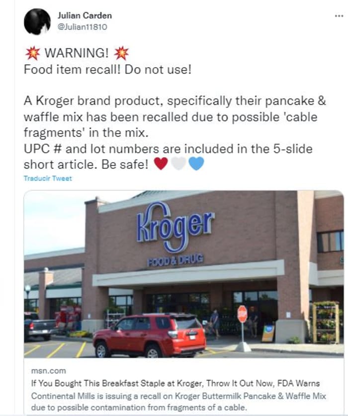 pancake mix recall