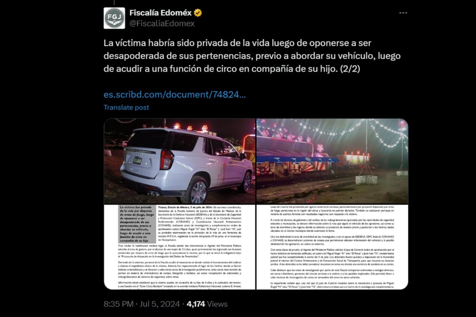 Muerte, ataque, Fiscalía, EDOMEX, Paola Salcedo, MundoNOW