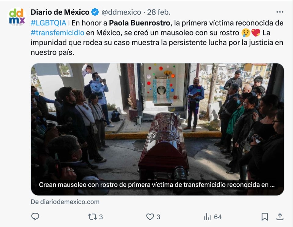 primera víctima de transfemicidio, México, LGBT, Pride, MundoNOW