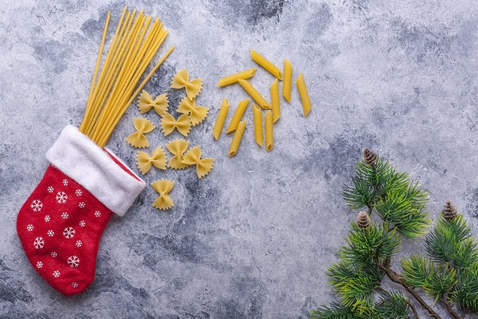 espaguetti, pasta de moñitos, macarrones, bota navideña, MundoNOW