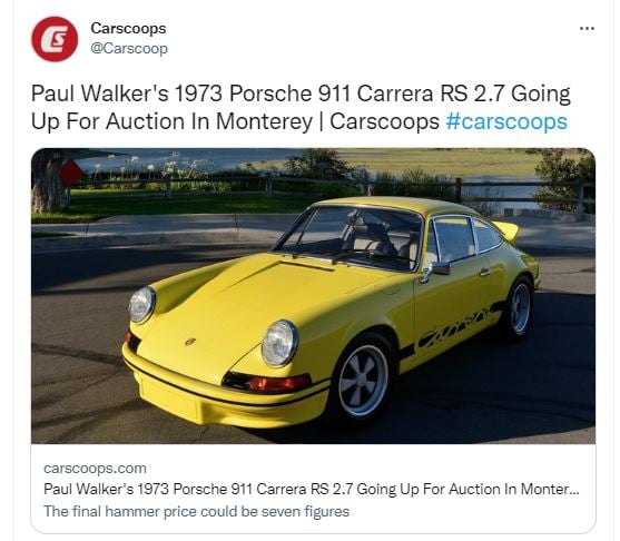 Porsche 911 Carrera, una joya en el garaje de Paul Walker
