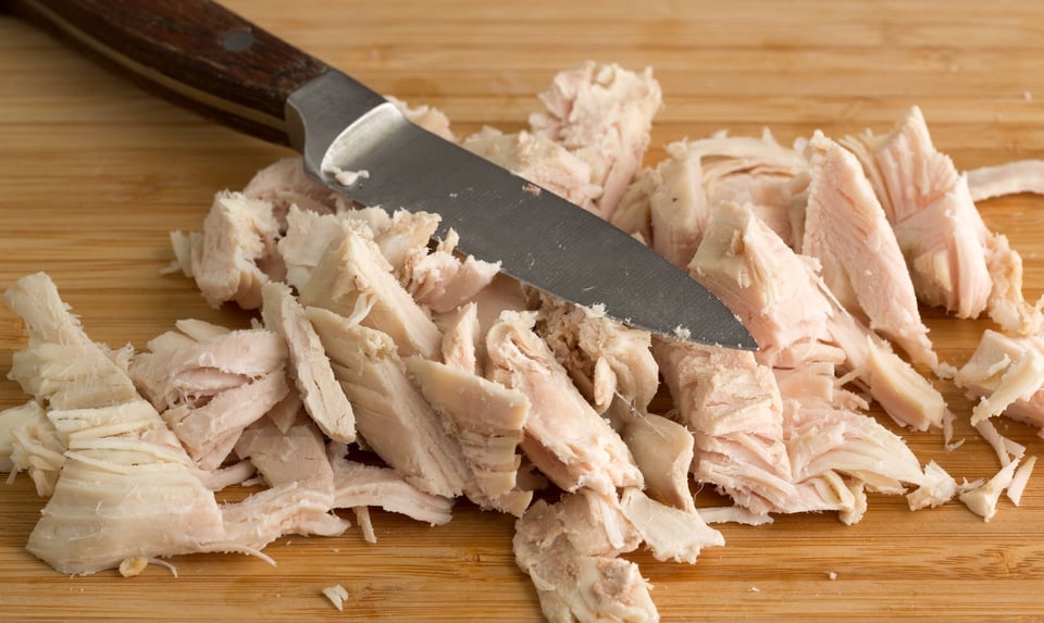 pavo desmenuzado, pavo picado, carne de pavo, cuchillo, MundoNOW