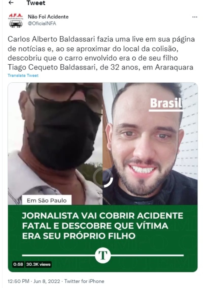 "The driver of the vehicle that lost his life here is my son"