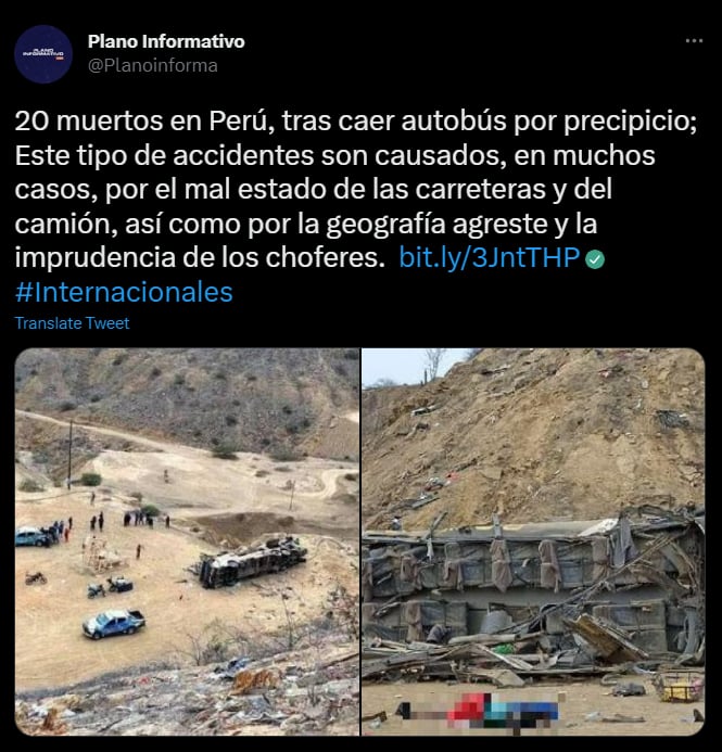 Hay 20 muertos pero la cifra puede ascender según autoridades