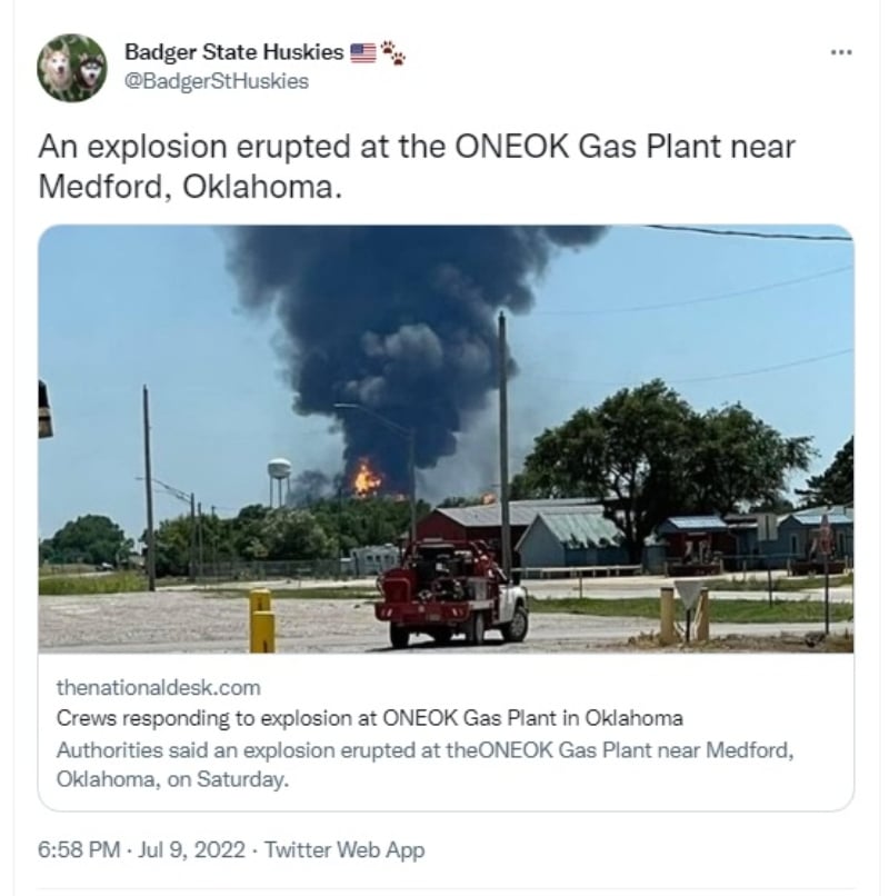 Se registra explosión de planta de gas en EEUU.
